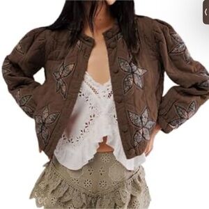 NWT Brown Quilted Boho Jacket